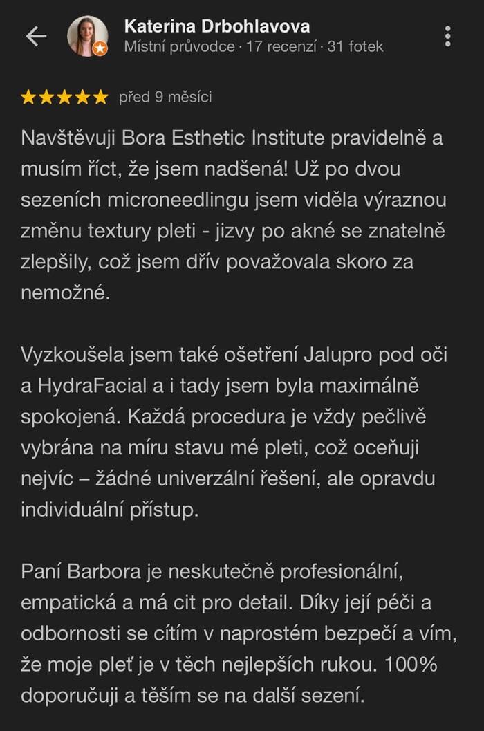 Recence klientky Bora Esthetic Institutu 5