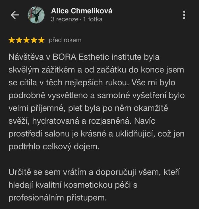 Recence klientky Bora Esthetic Institutu 10